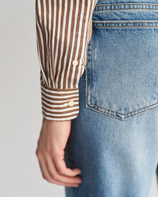 Regular Fit Classic hemd met strepen van poplin