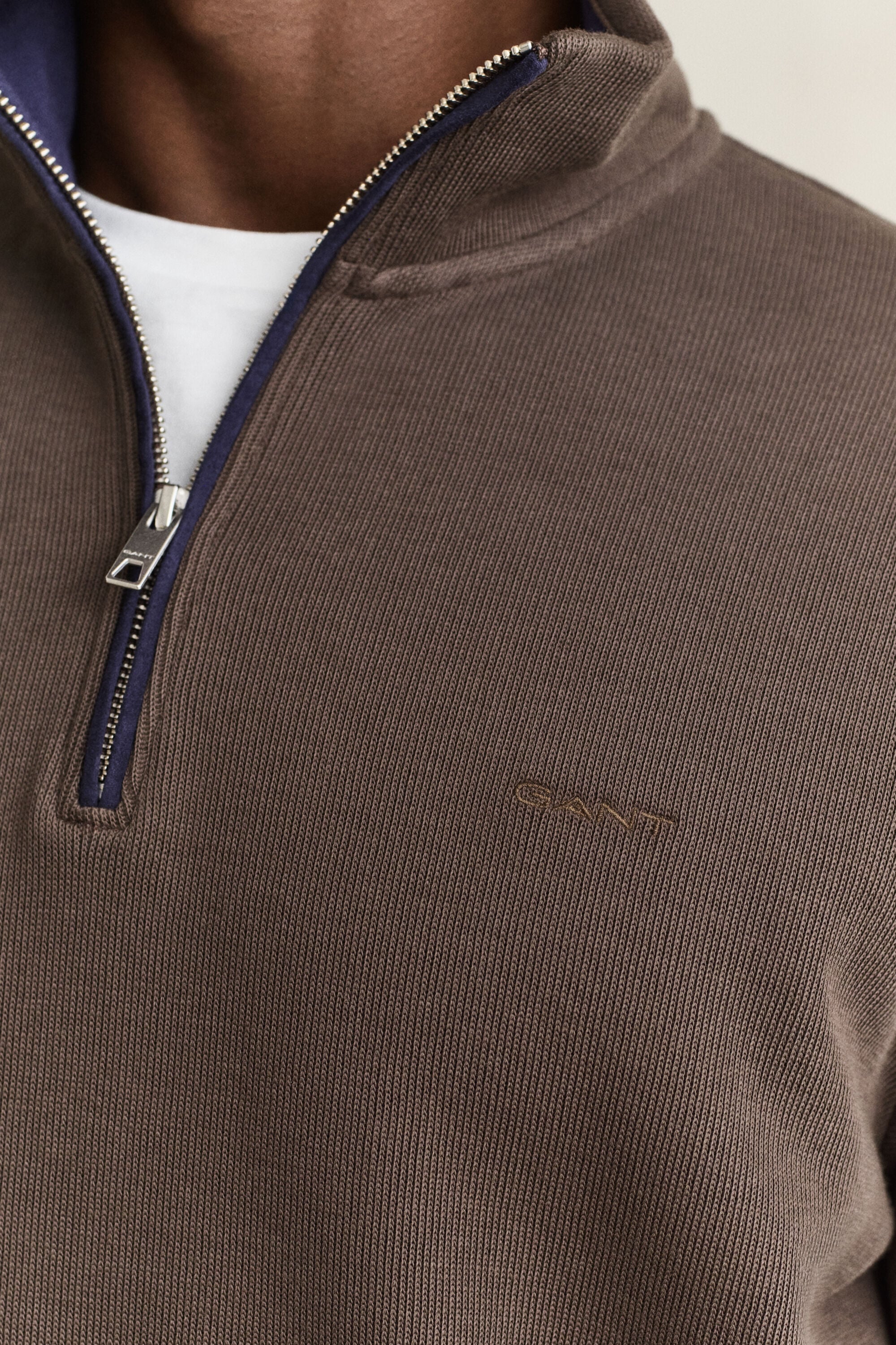 Sacker Rib sweatshirt met korte rits