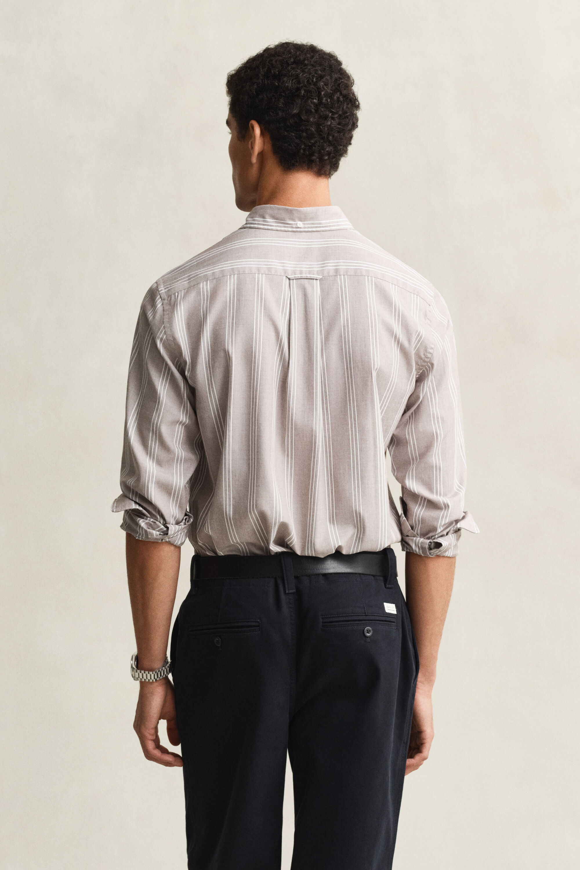 Regular Fit fil-à-fil poplin hemd met strepen