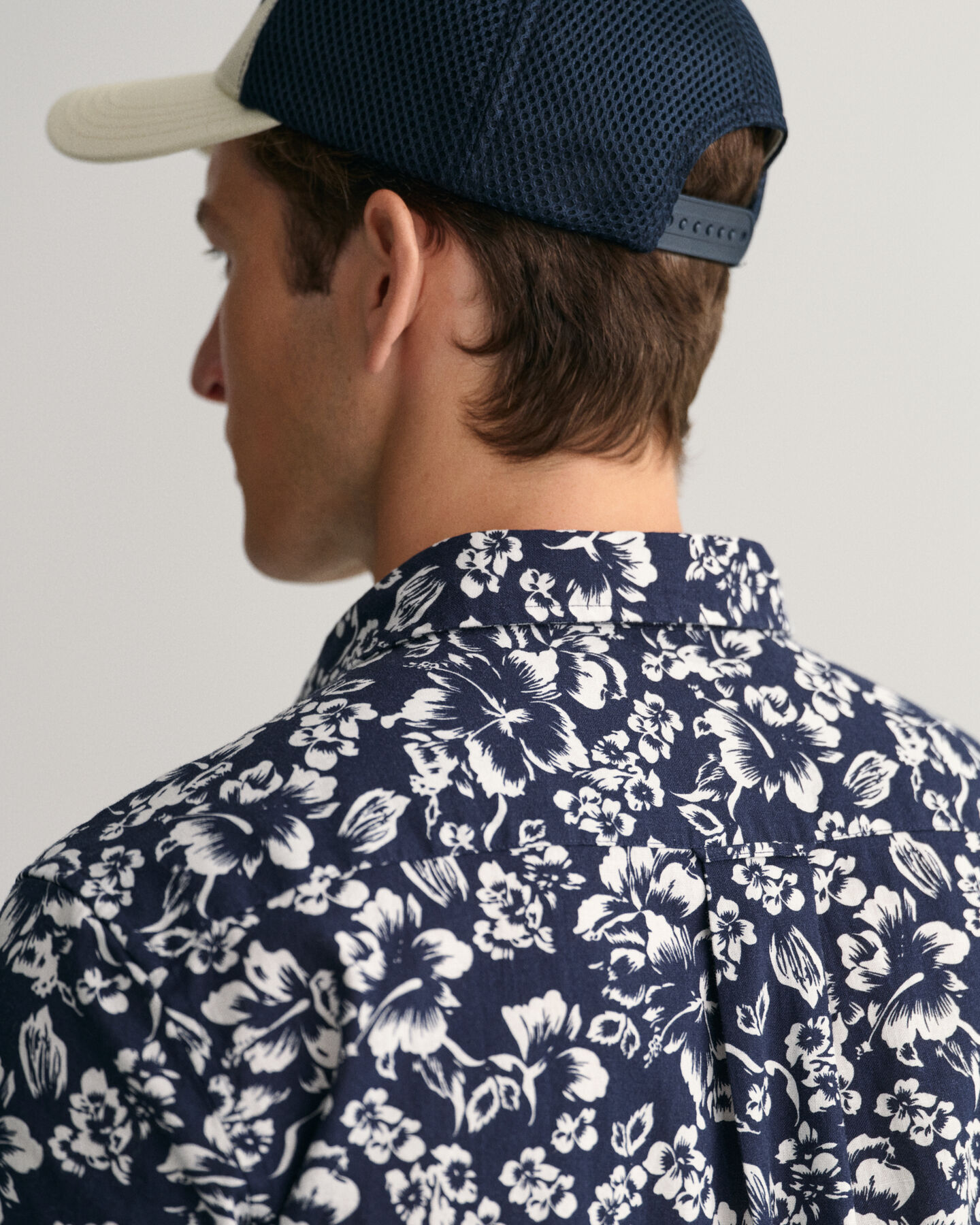 Regular Fit overhemd met bloemenprint, korte mouwen van katoen en linnen