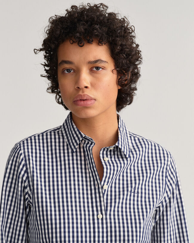 Regular Fit poplin hemd met Gingham-ruitje