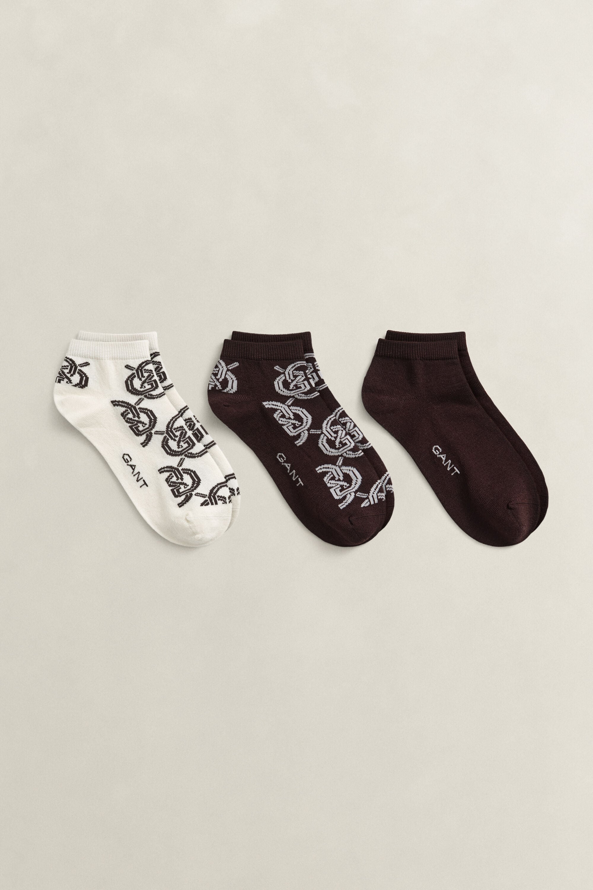 Set van drie paar Monogram enkelsokken