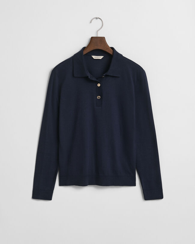 Seamless poloshirt met lange mouwen en knopen