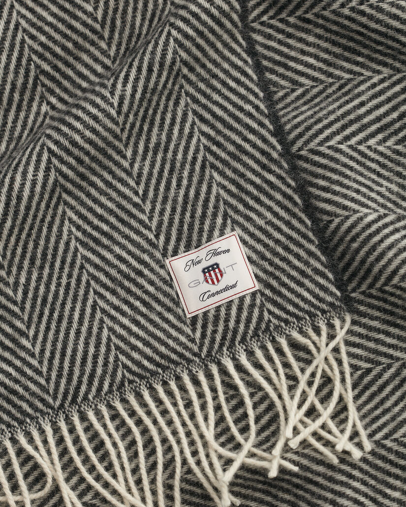 Jeté de lit en laine à chevrons