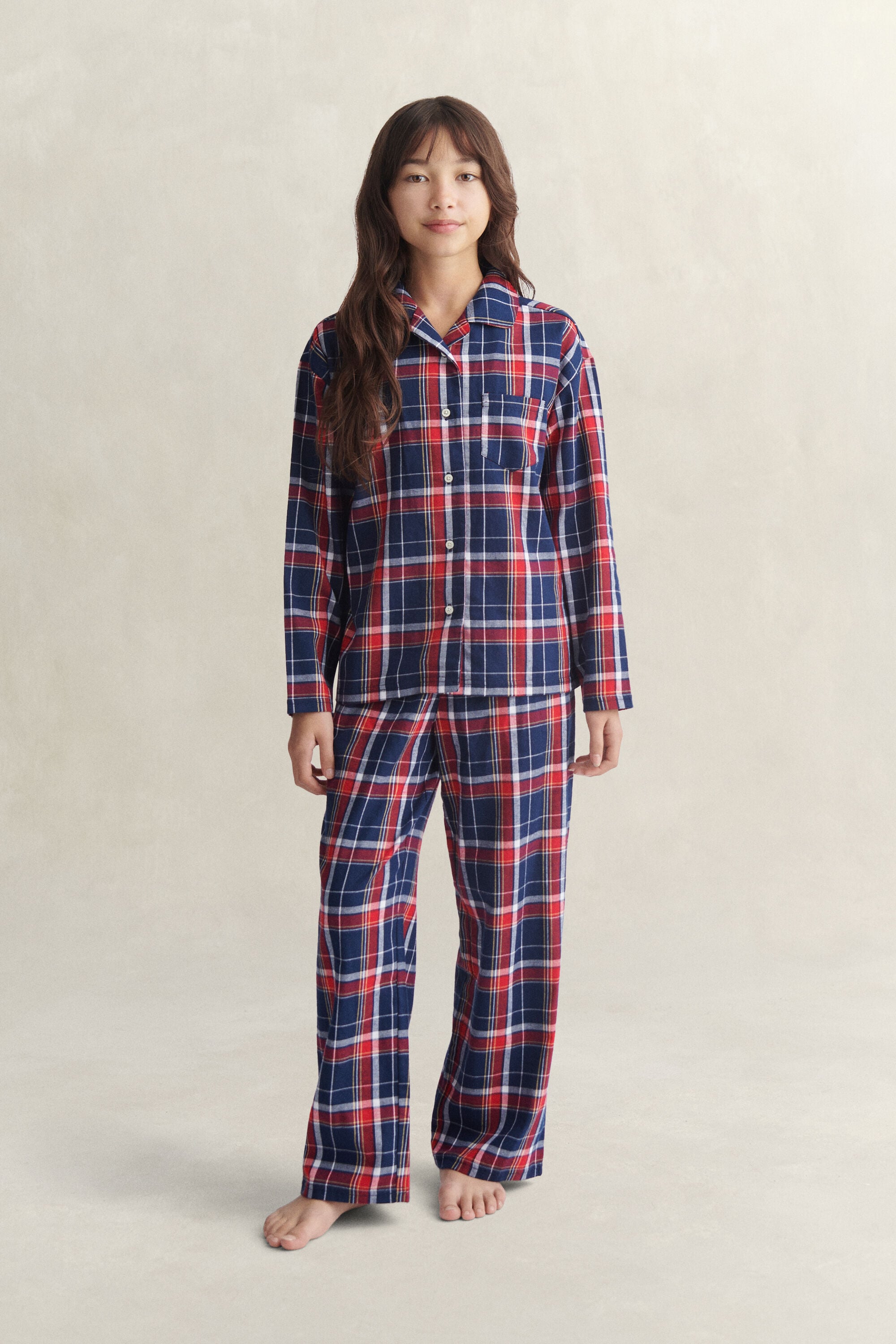 Pyjama en flanelle à motif écossais Ado