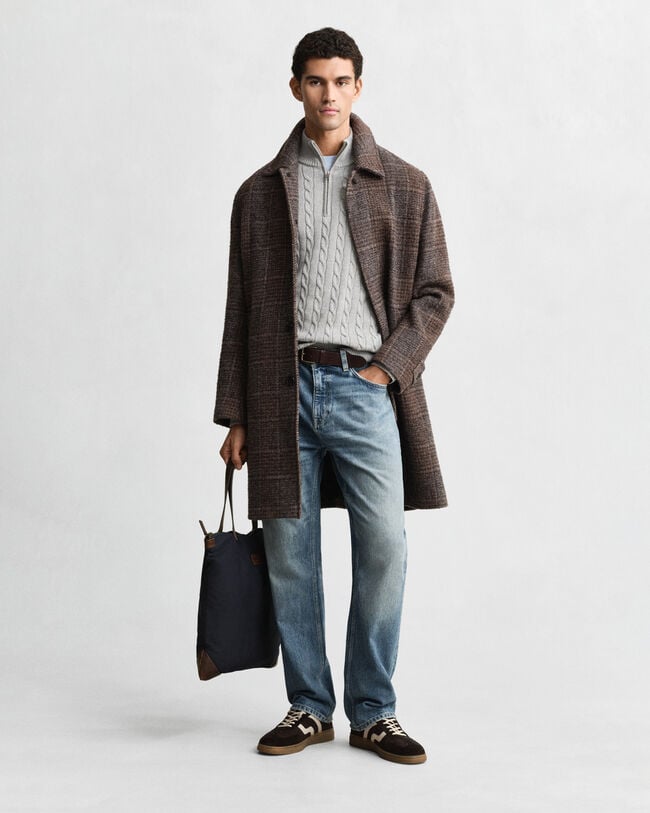 Pull à demi-zip en maille de coton torsadée