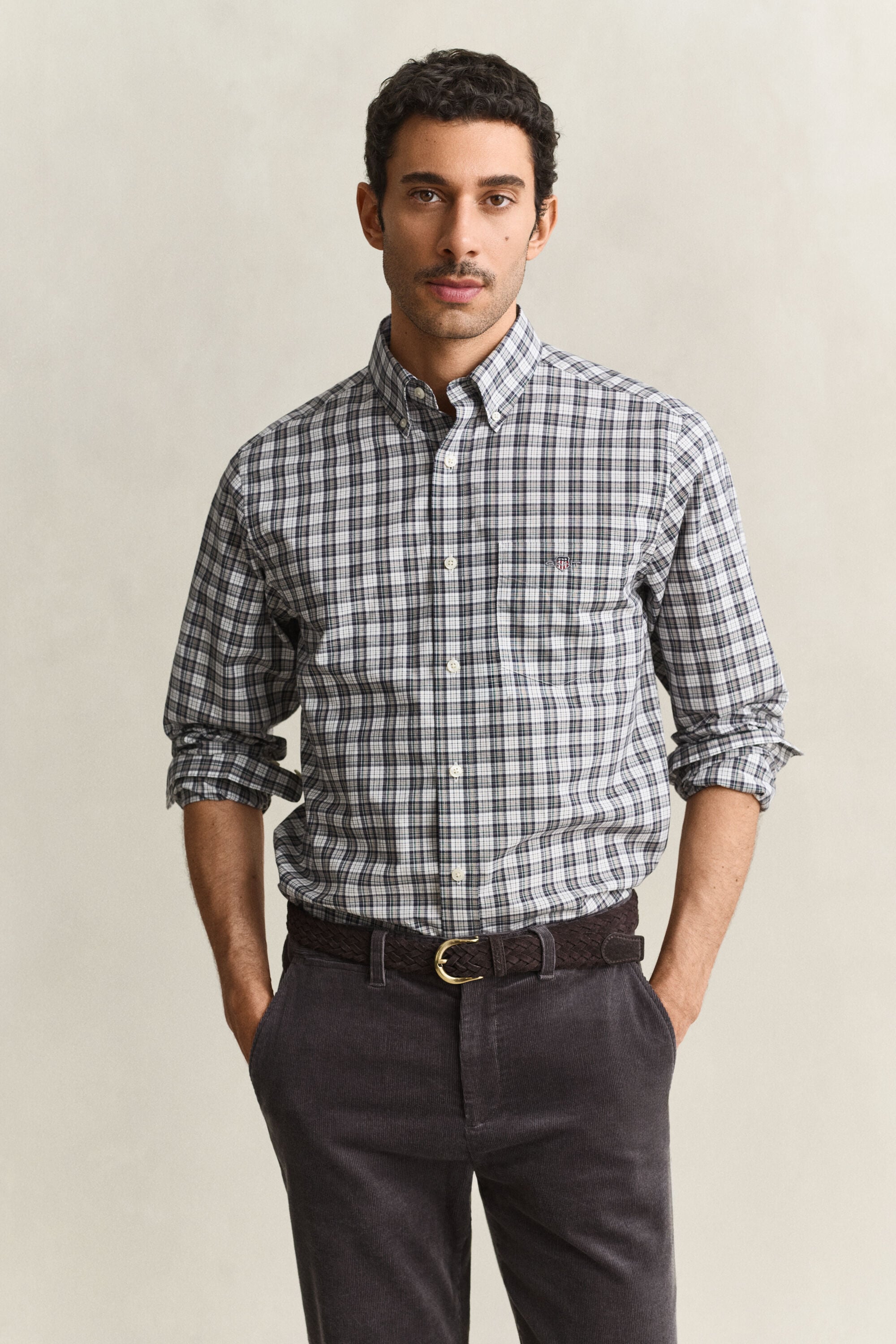 Geruit poplin hemd
