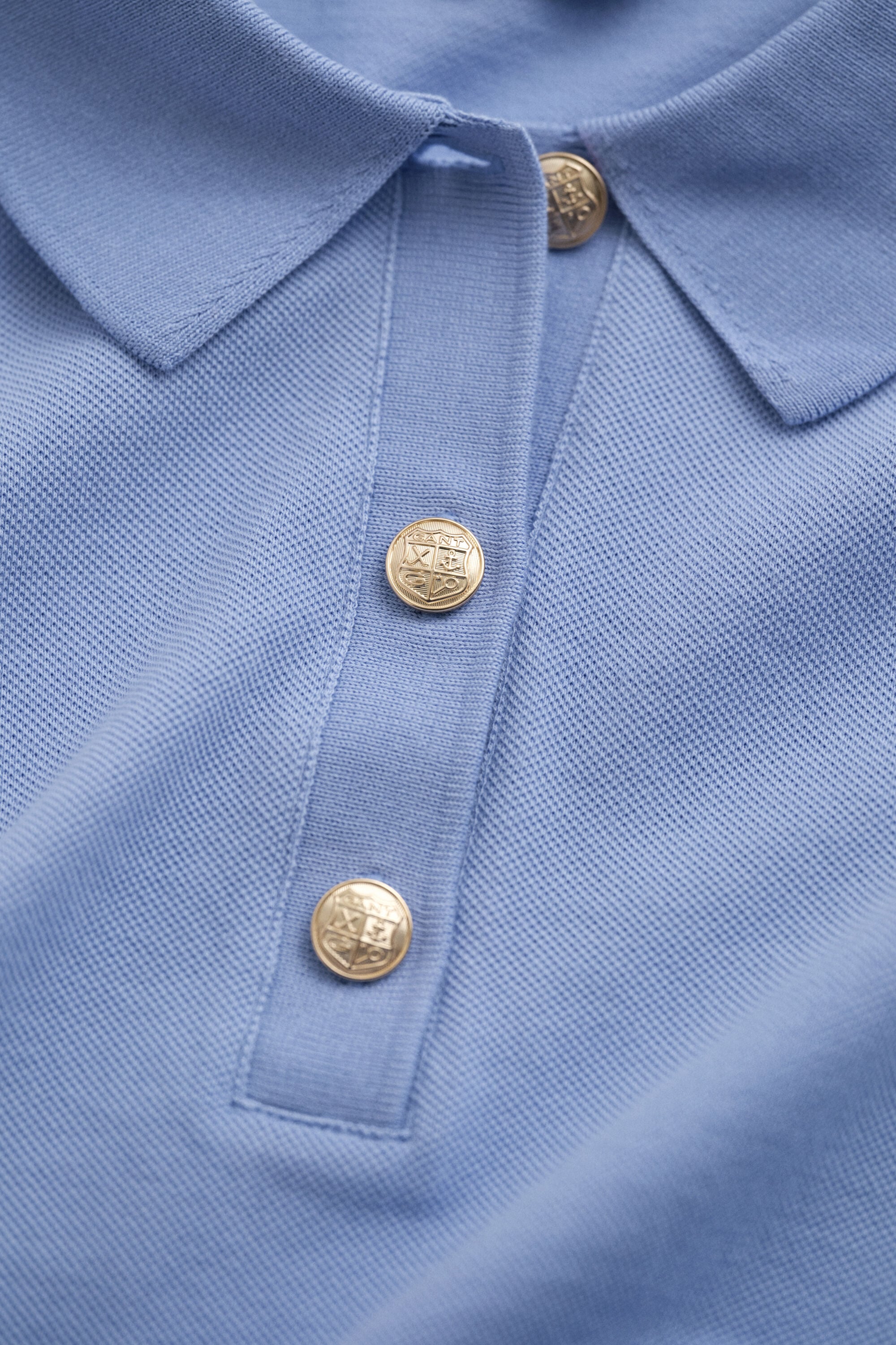 Piqué polotop met lange mouwen