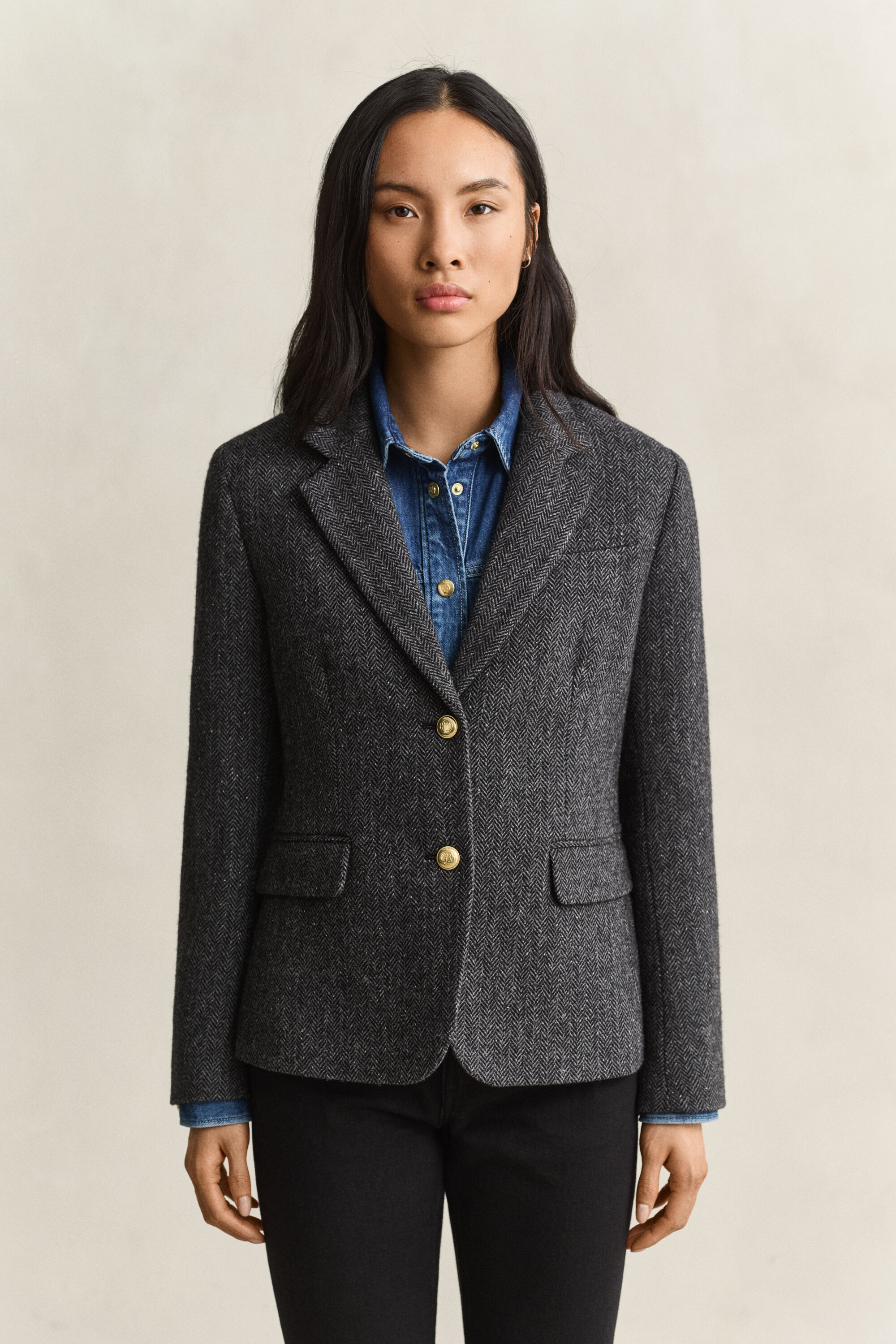 Blazer met visgraatmotief