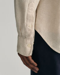 Slim Fit linnen hemd met pied-de-poule