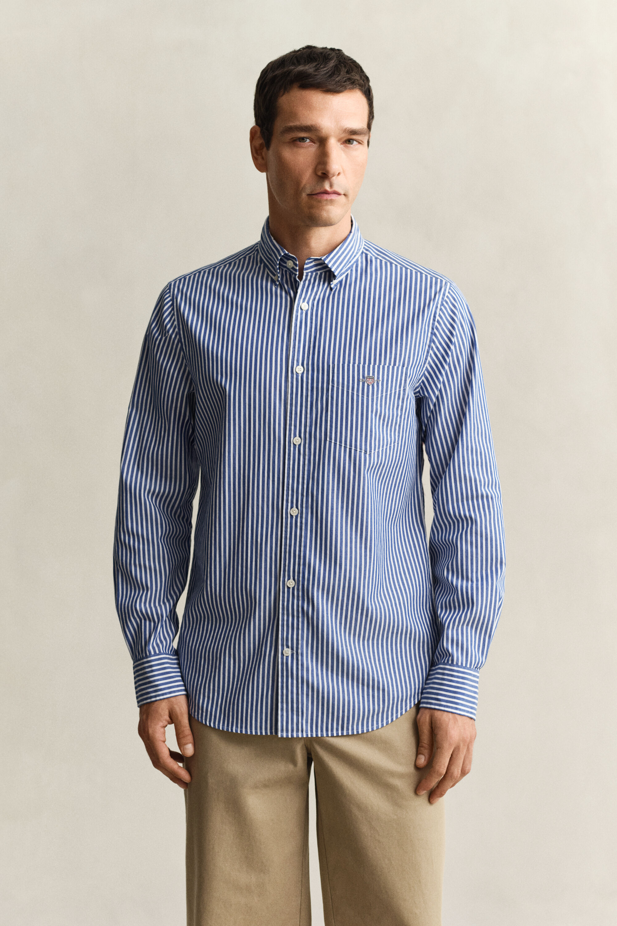 Chemise en popeline à rayures classique