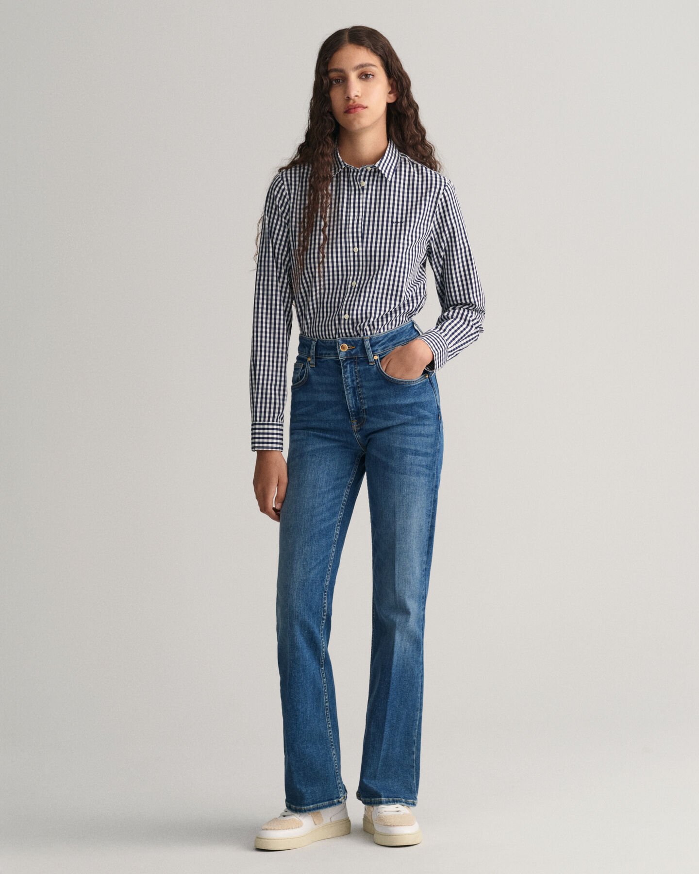 Regular Fit poplin hemd met Gingham-ruitje