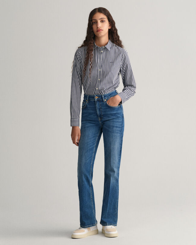 Regular Fit poplin hemd met Gingham-ruitje