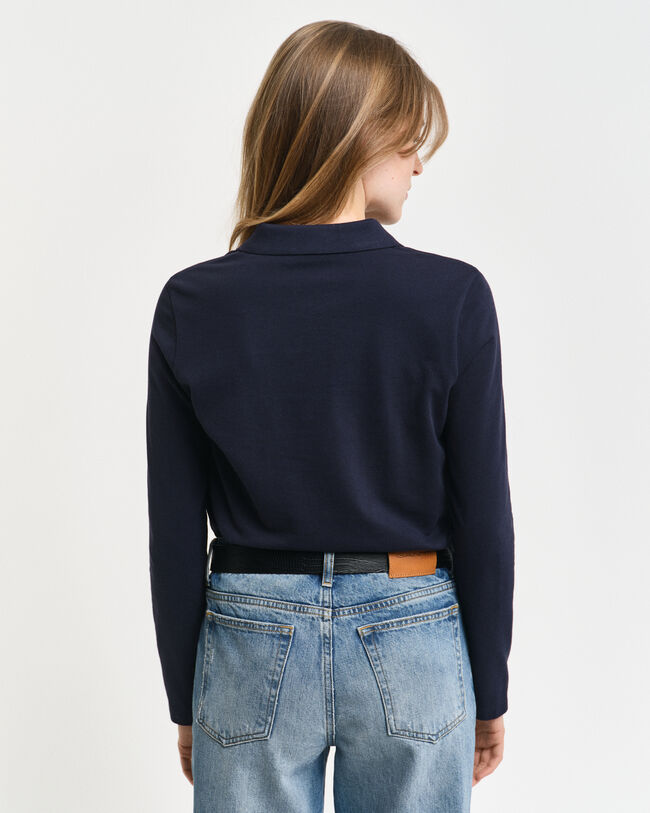 Polo en coton piqué à manches longues Shield