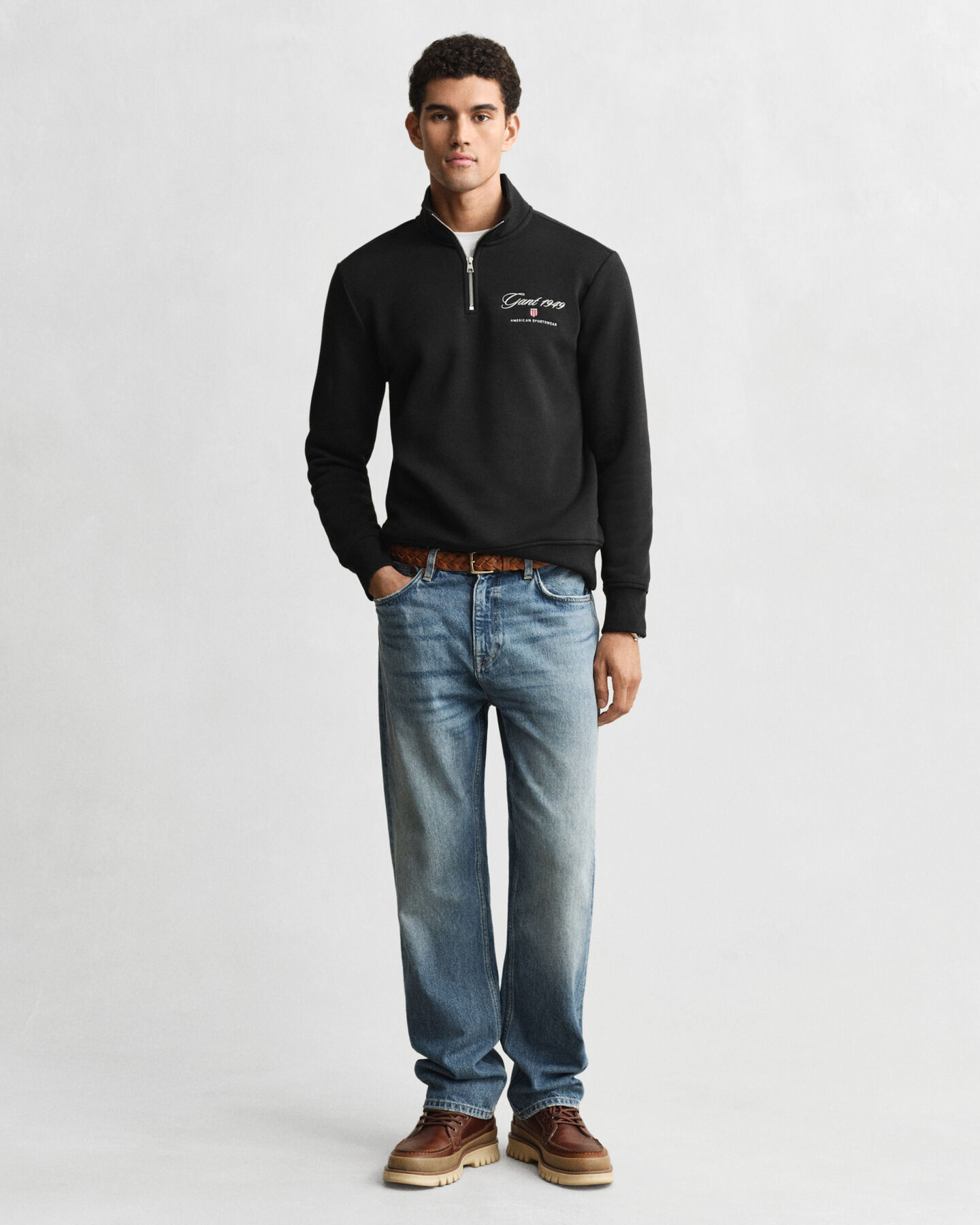 Graphic sweatshirt met korte rits