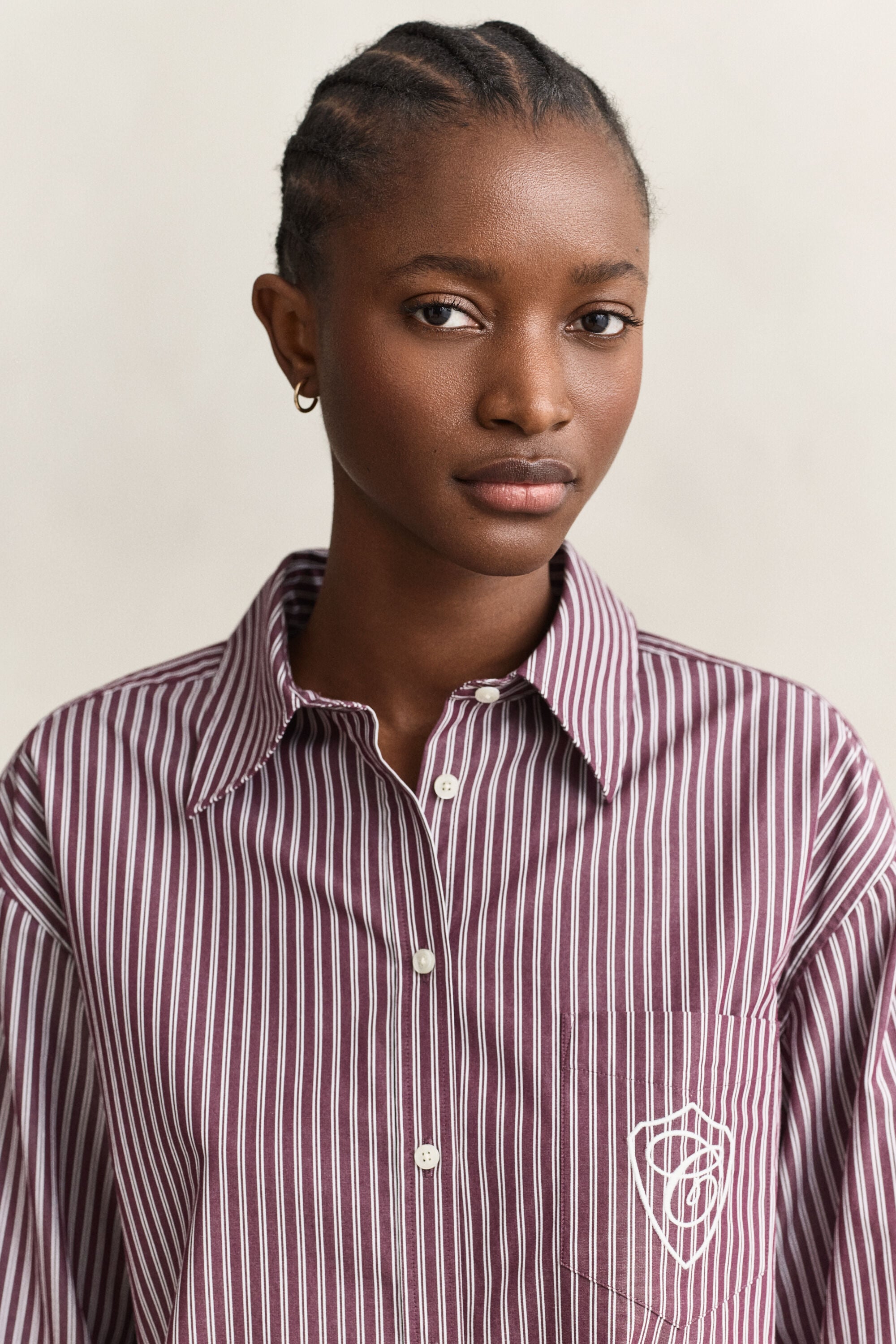 Chemise classique coupe décontractée en popeline à rayures