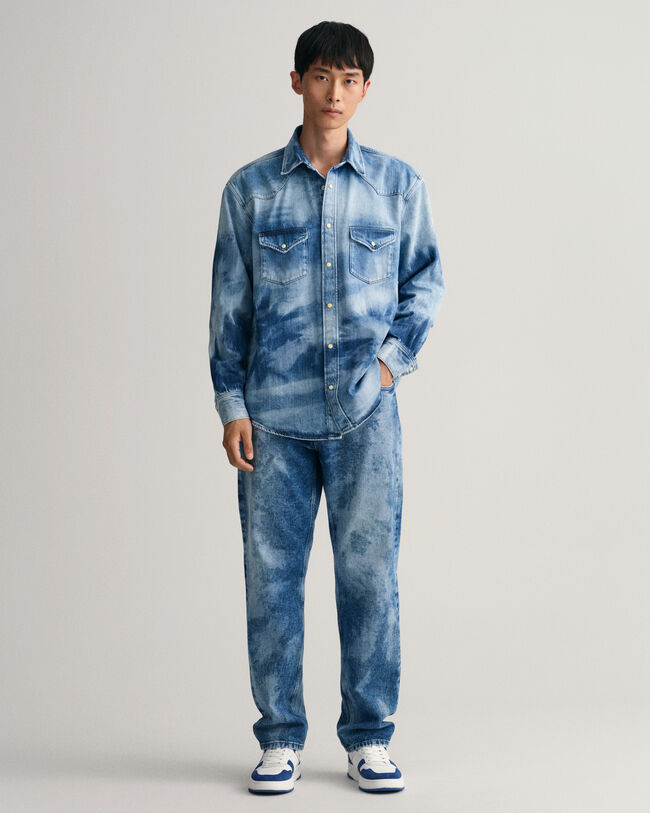 Relaxed Fit Bleach Wash Western hemd
