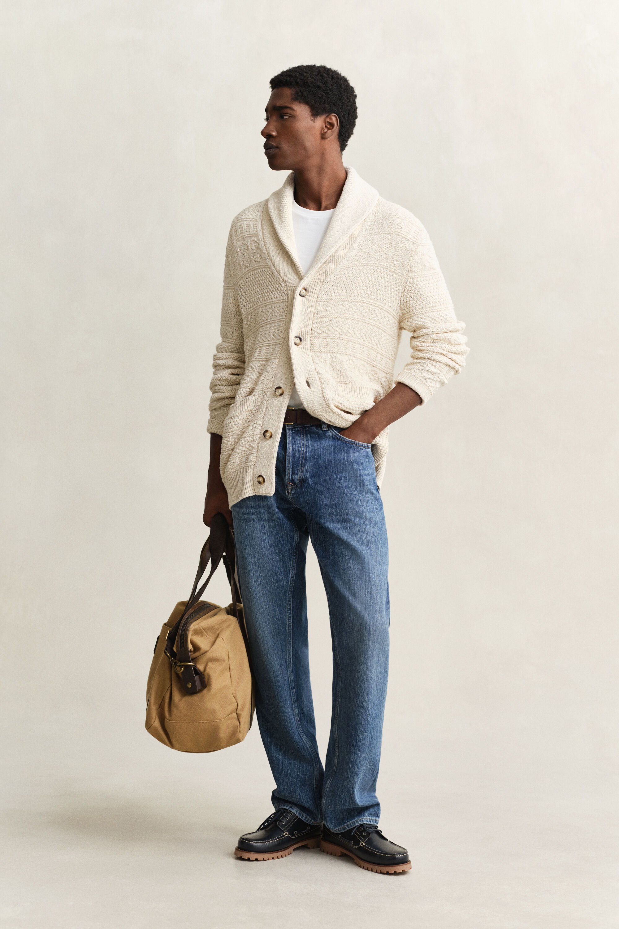 Cardigan en coton mélangé texturé