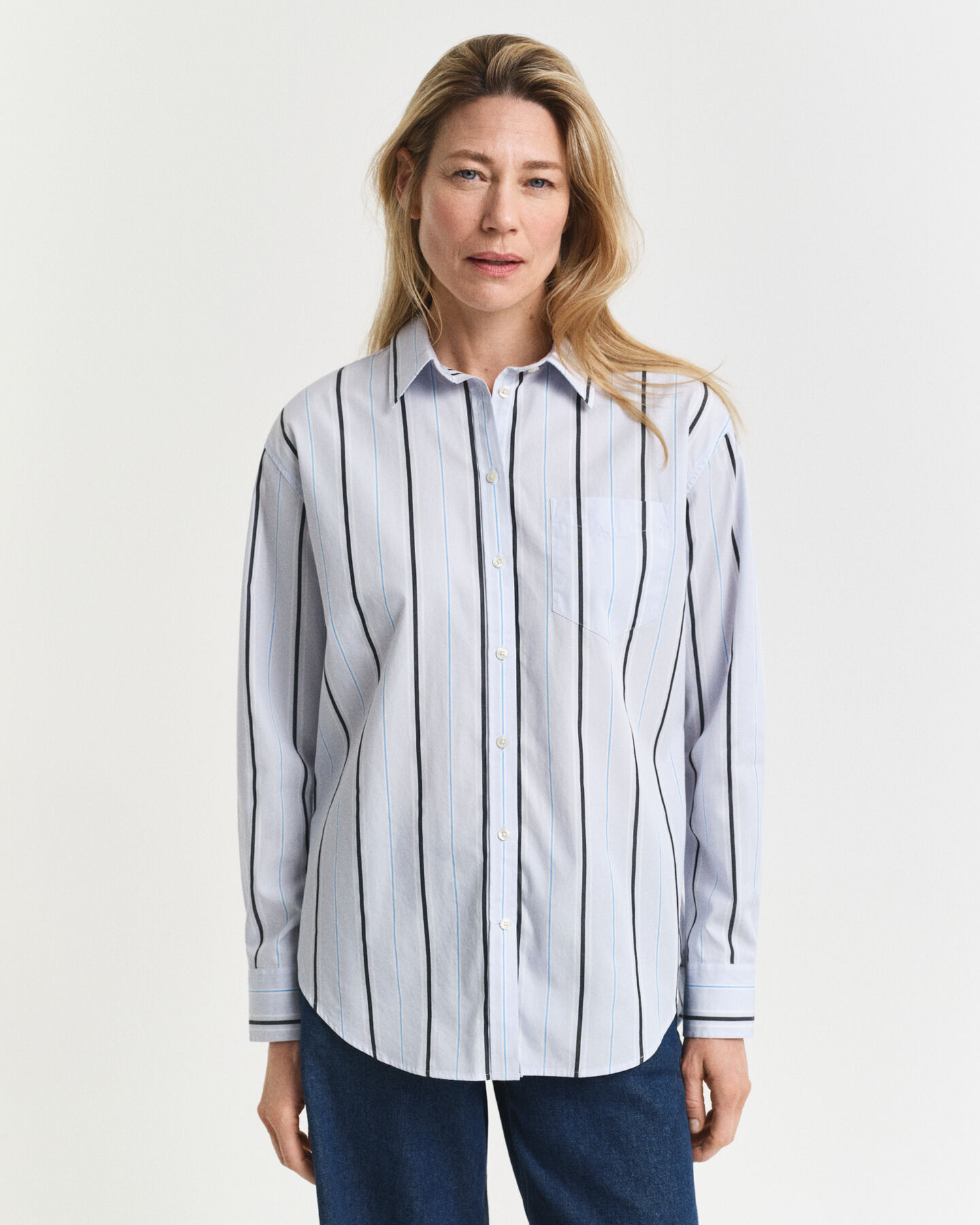 Relaxed Fit Classic hemd van poplin met strepen