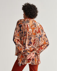 Chemisier &agrave; n&oelig;ud lavalli&egrave;re avec motif cachemire