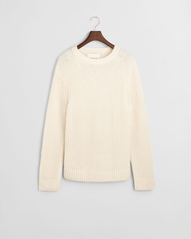 Trui met ronde hals van geribde alpacawolmix
