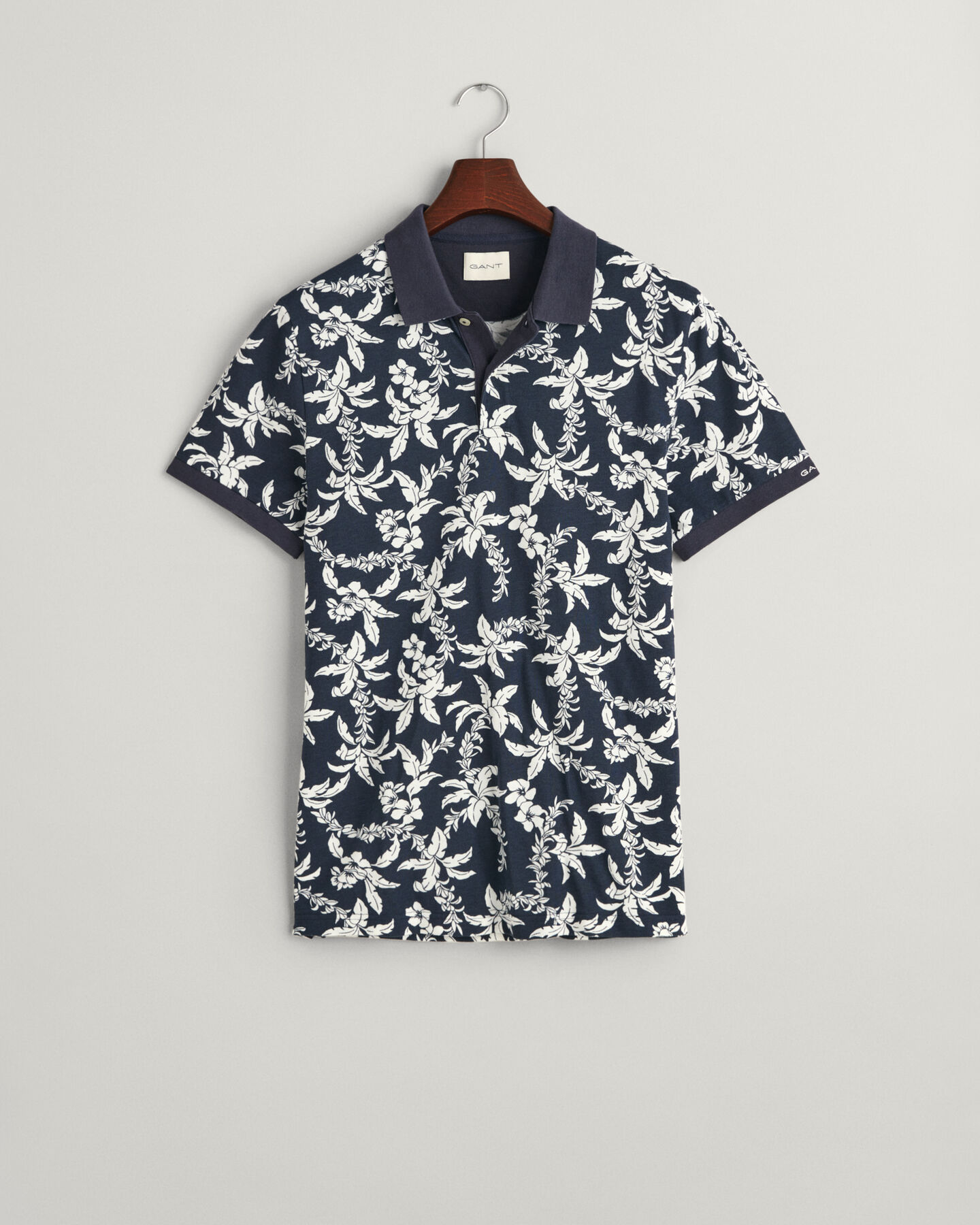 Palm Lei Print piqué poloshirt