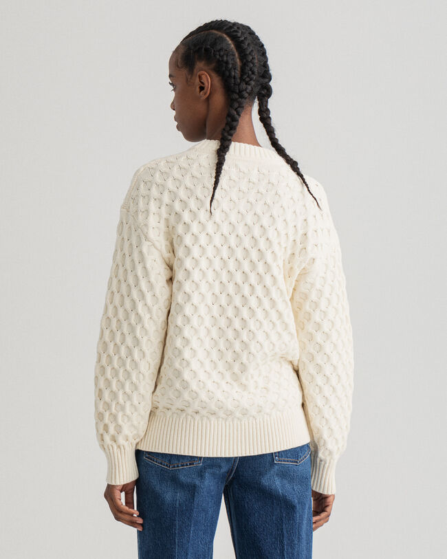 Cable Structure Crew Neck Sweater