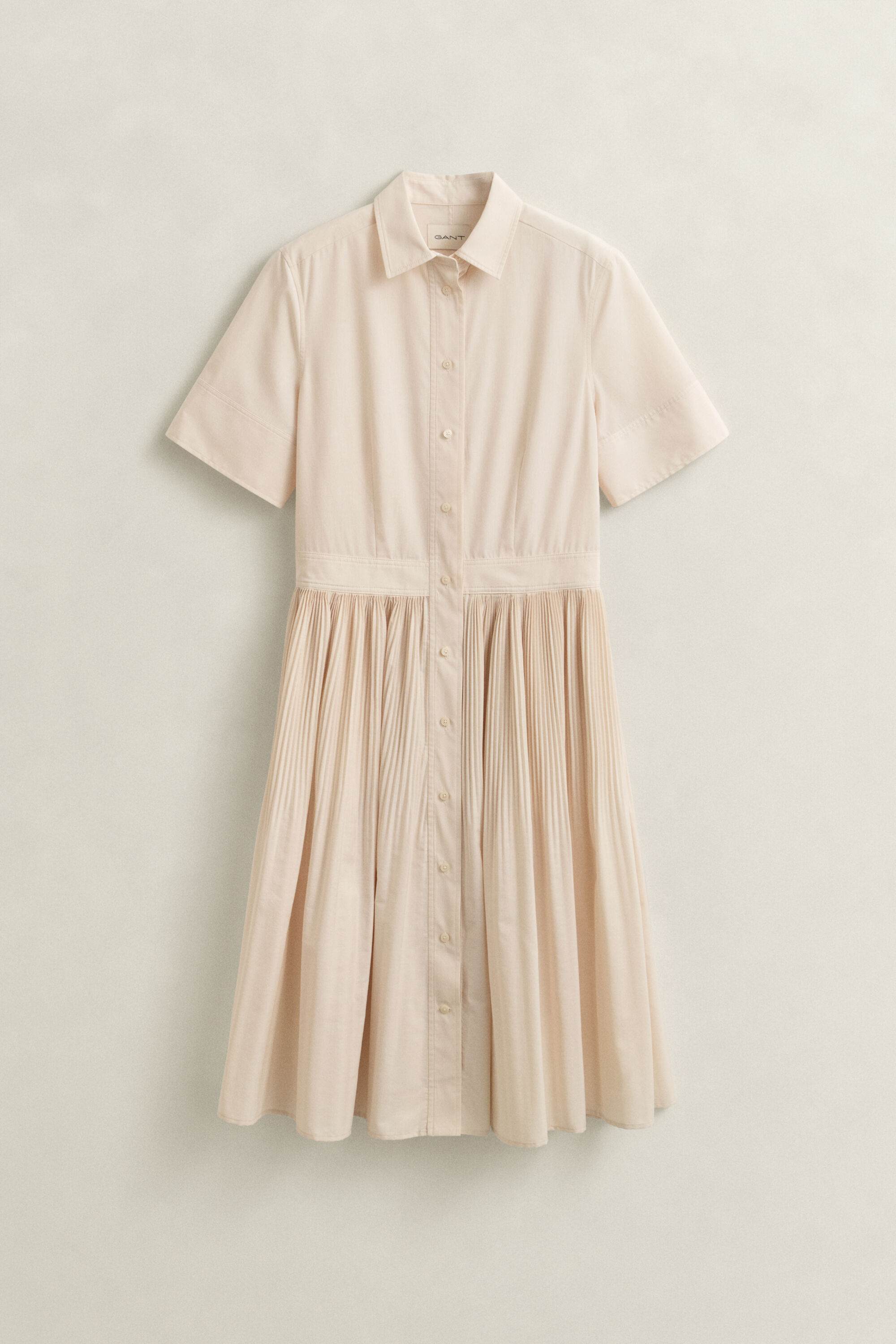 Robe-chemise plissée en coton