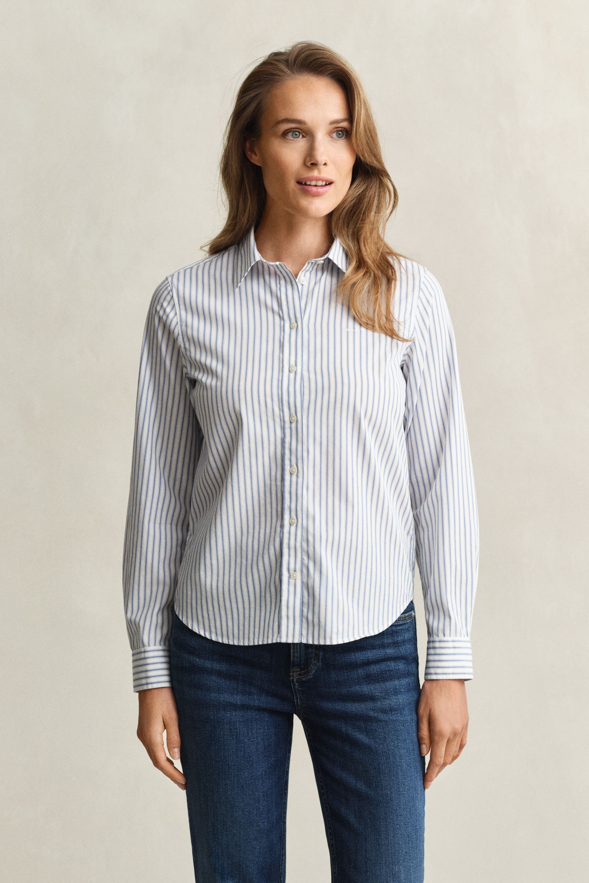 Regular Fit poplin hemd met strepen