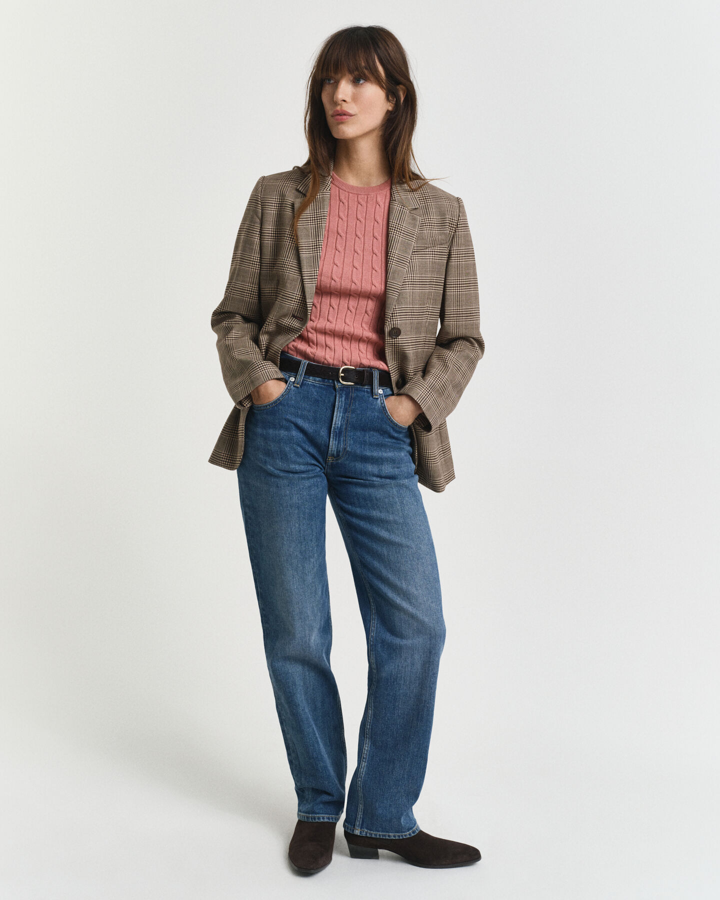 Pull en maille de coton stretch à torsades