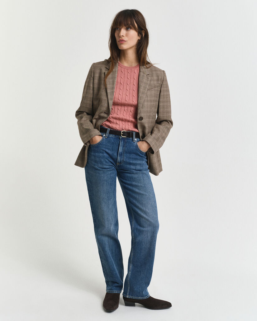 Pull en maille de coton stretch à torsades