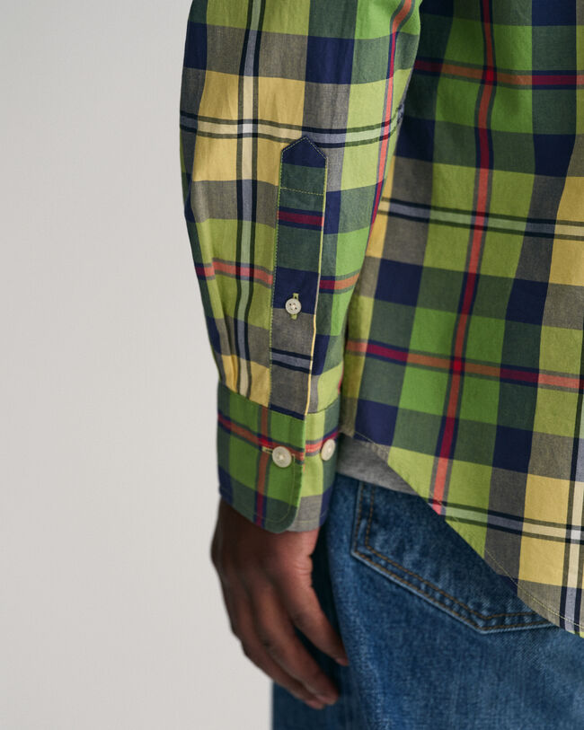 Regular Fit popeline hemd met groot ruitpatroon