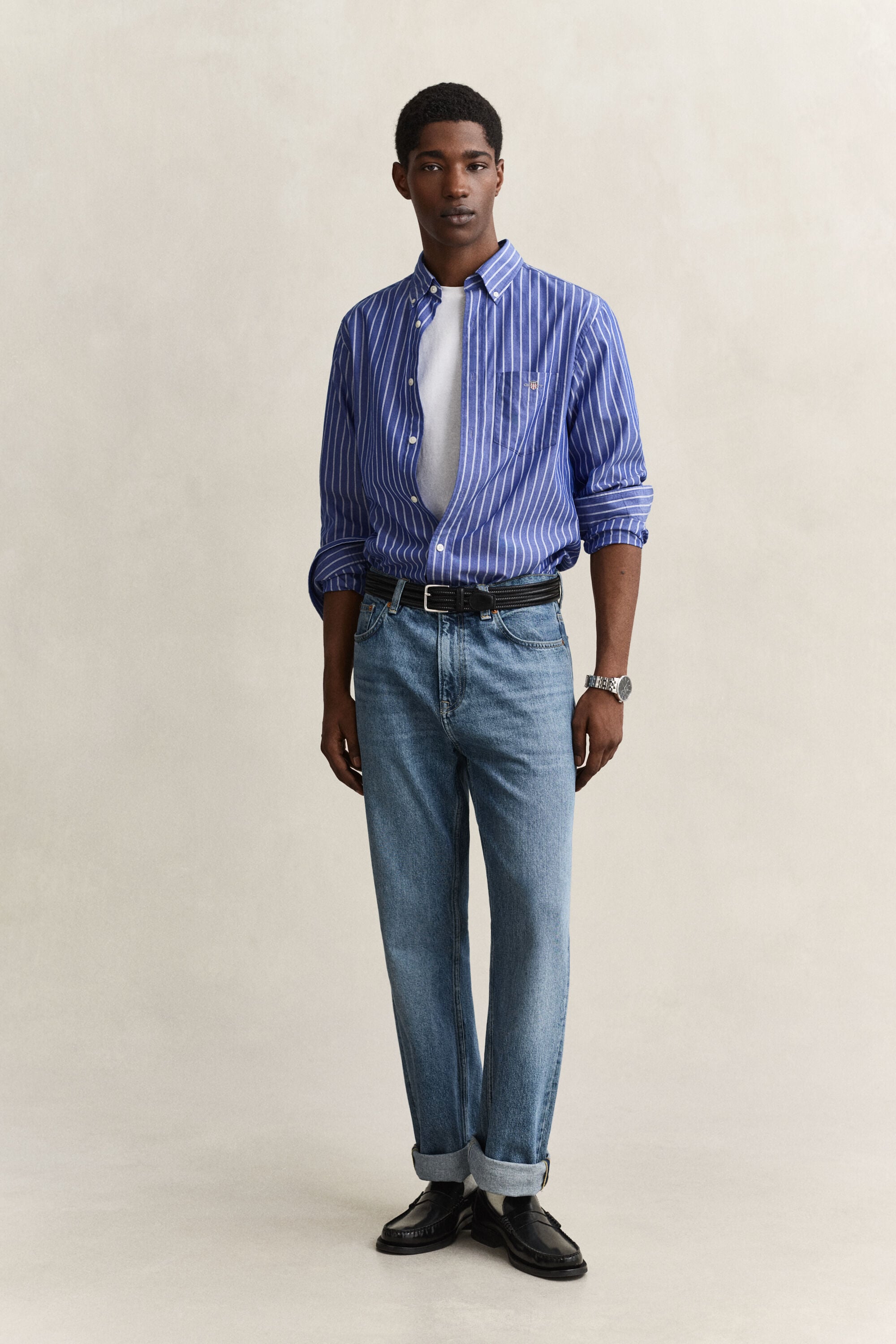 Chemise en popeline à rayures classique
