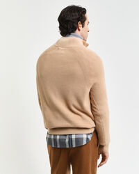 Pull &agrave; demi-zip en laine et coton c&ocirc;tel&eacute;s