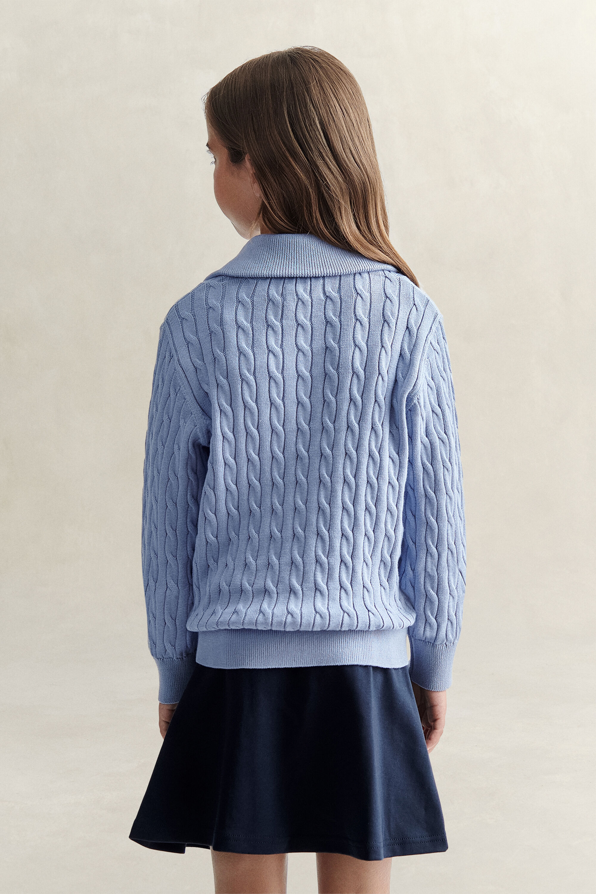 Pull à demi-zip en maille torsadée Ado Fille