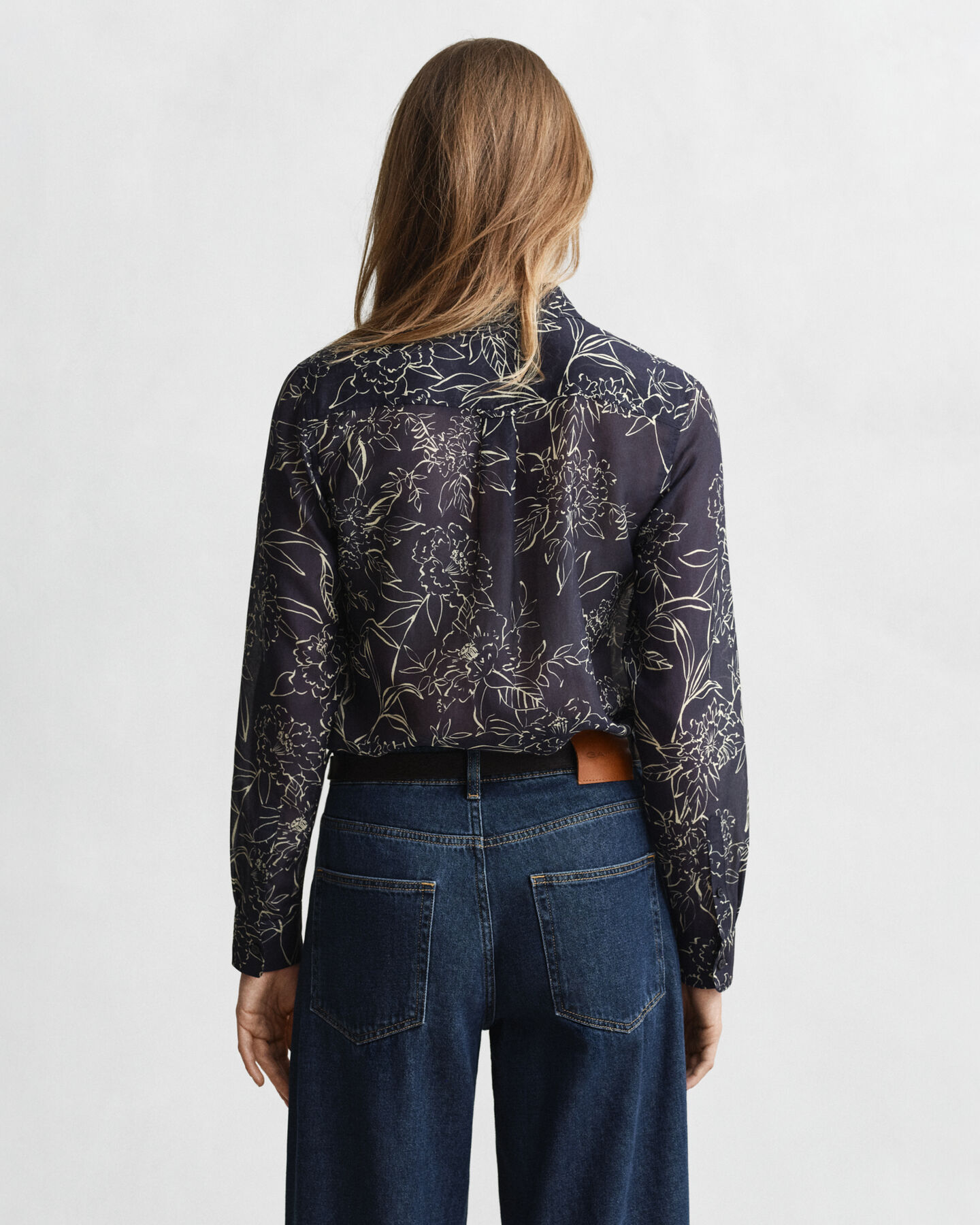 Chemise coupe regular en coton et soie à imprimé floral