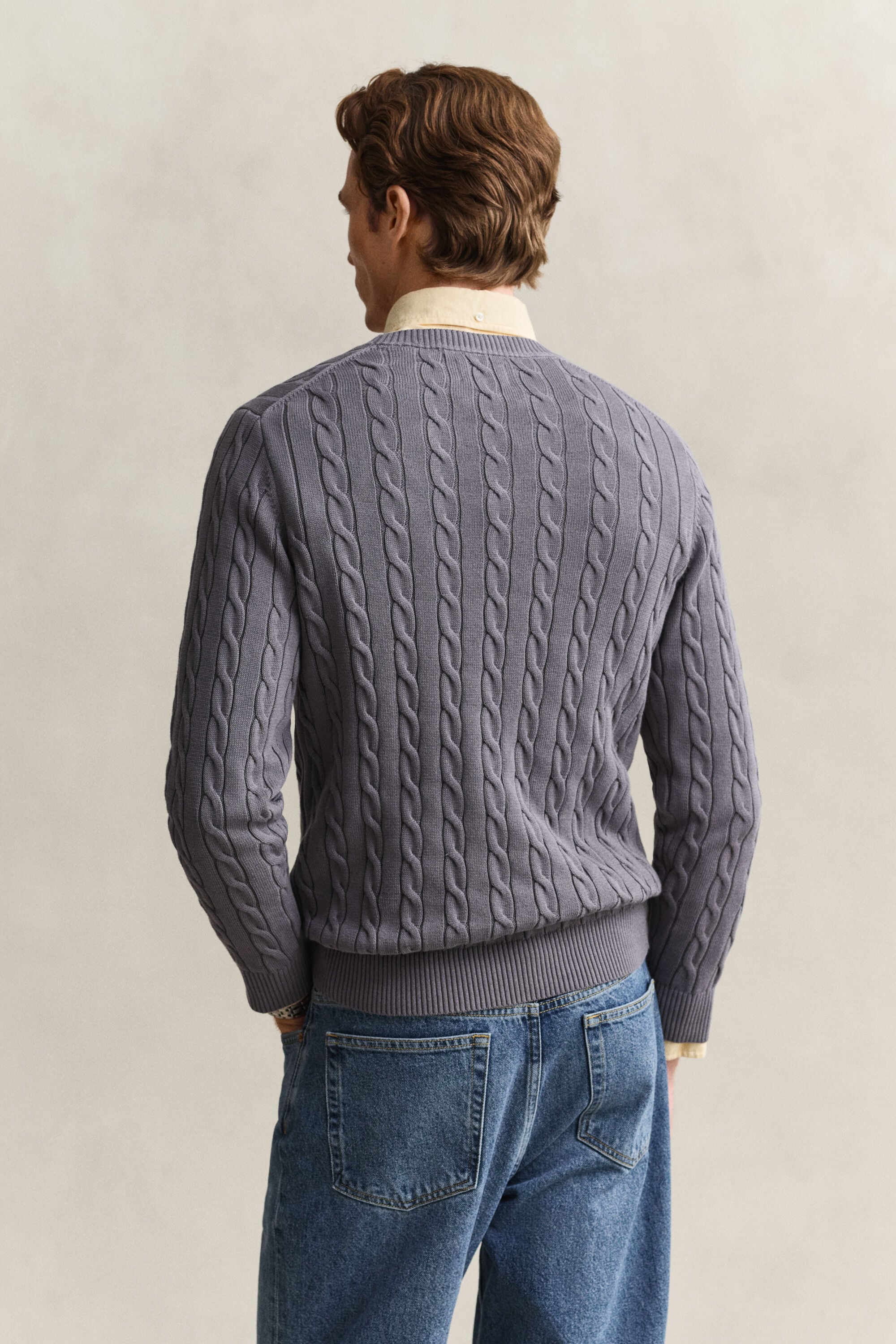 Pull col rond en maille de coton torsadée