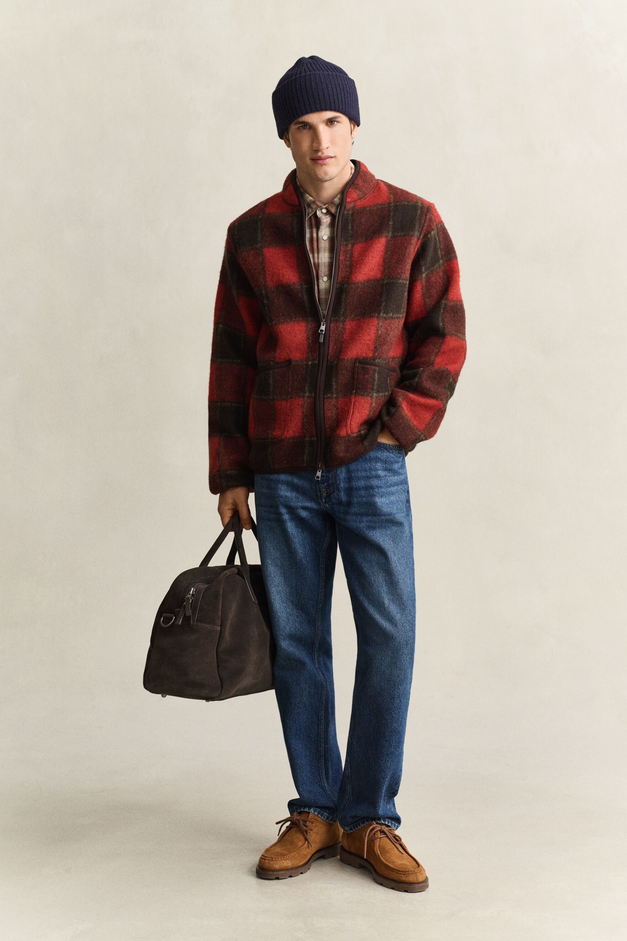 Geruit fleece jack