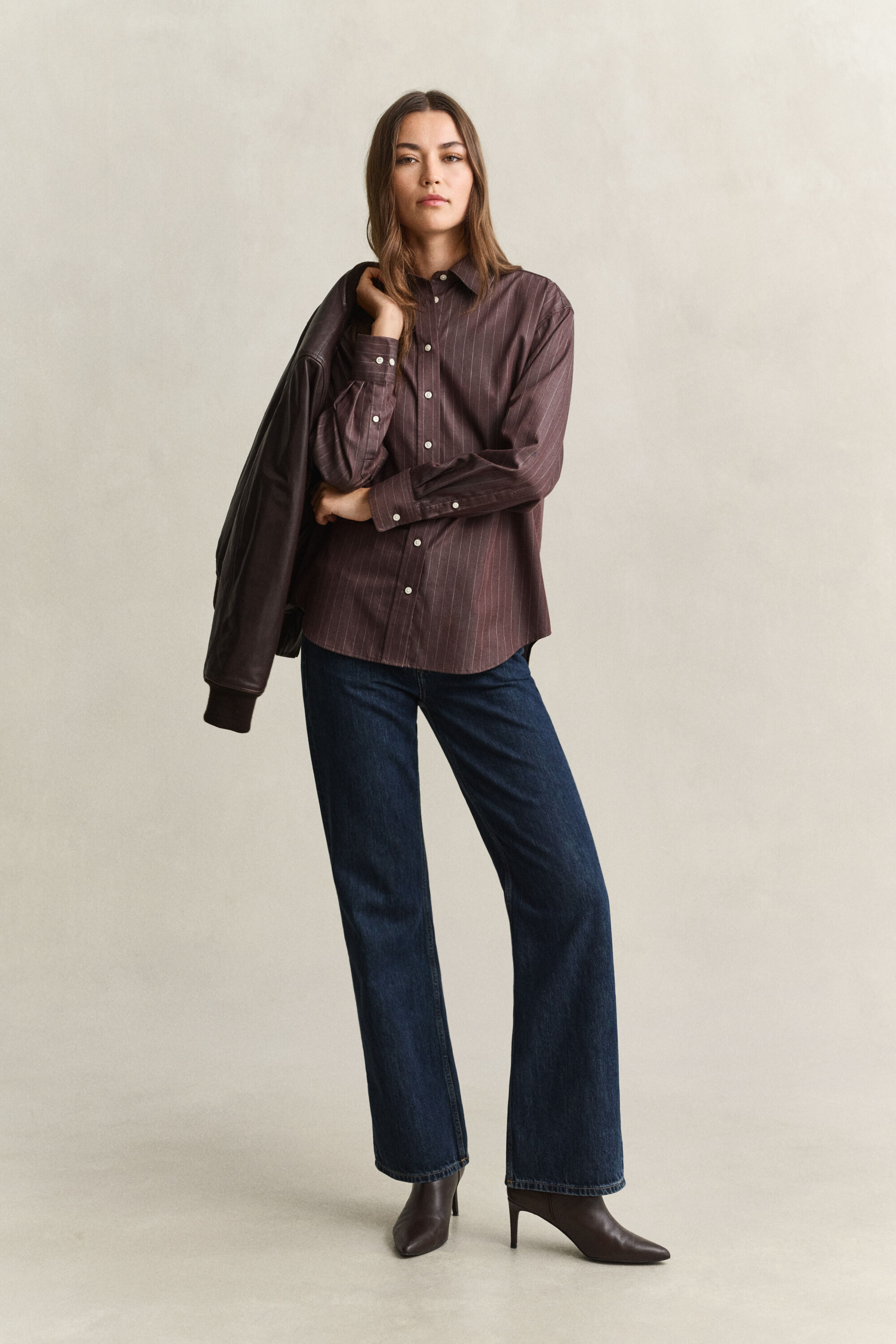 Chemise décontractée en popeline à rayures