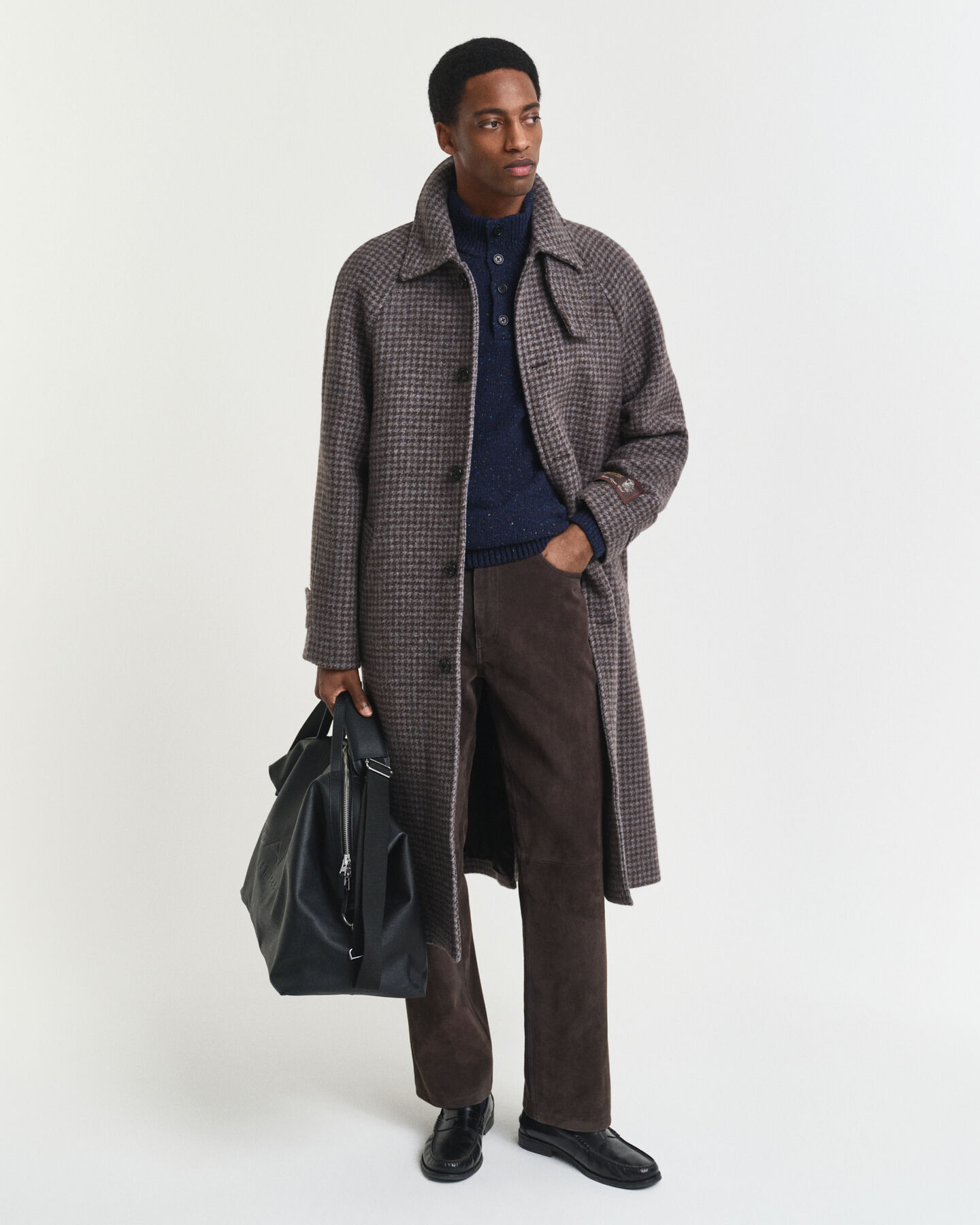 Trui met korte knoopsluiting van wolmix met spikkelpatroon