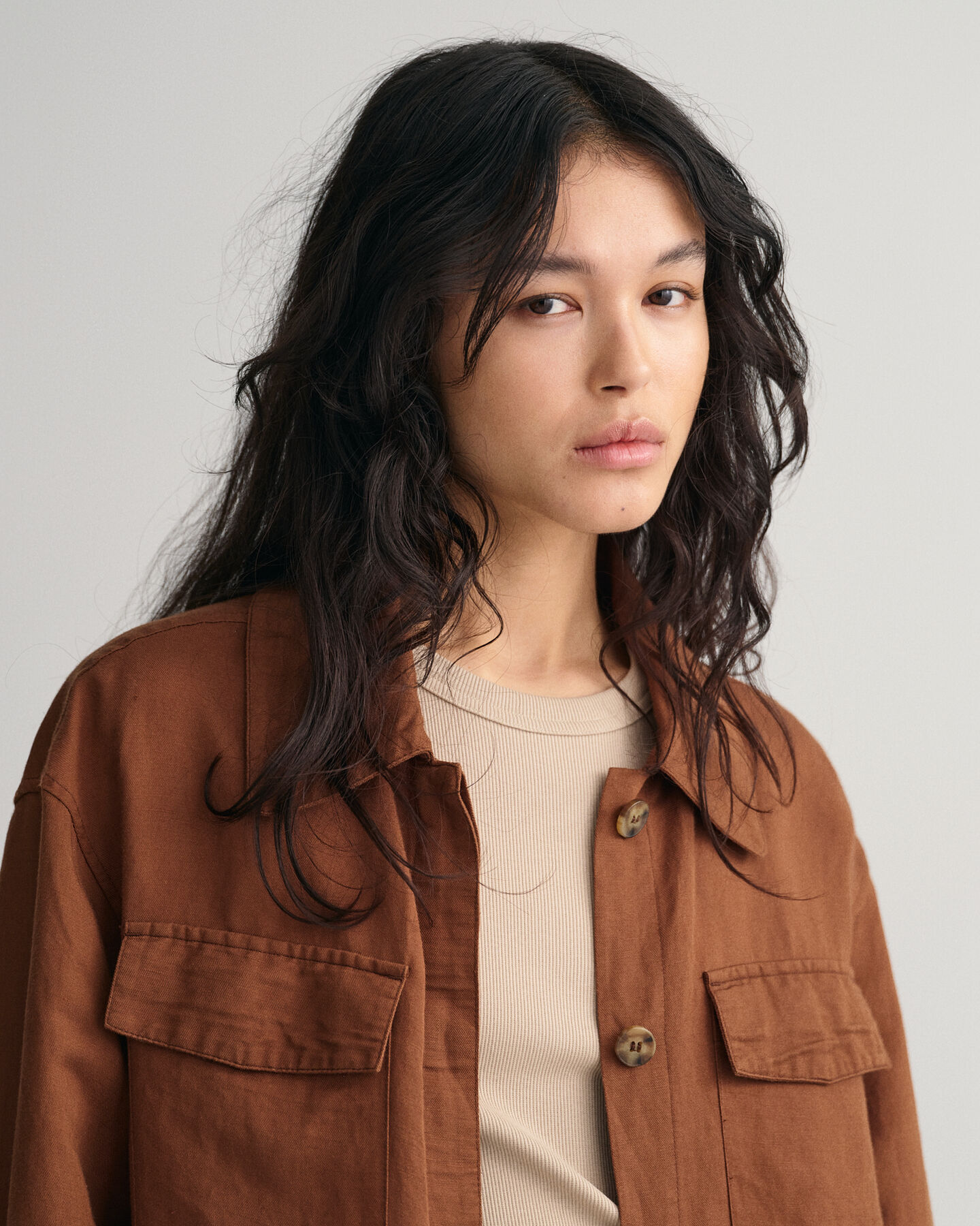 Hemdjack van linnen en viscose