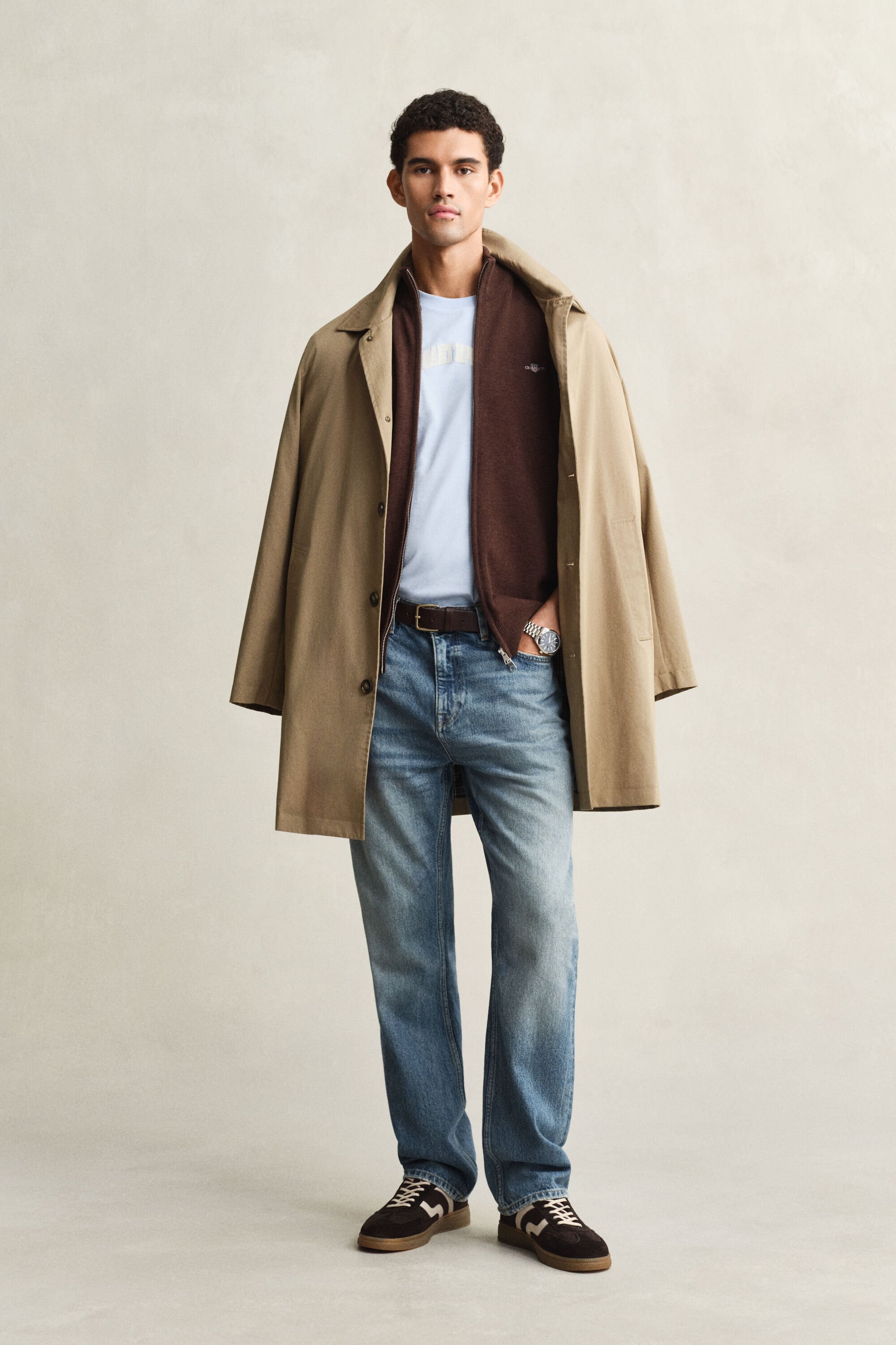 Cardigan zippé en coton décontracté