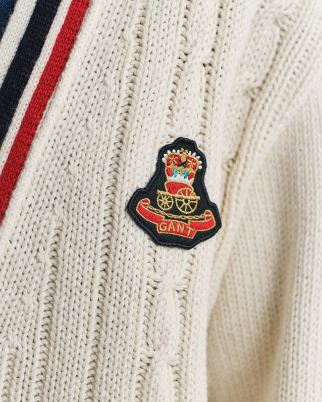 Gant Varsity kabelgebreid vest met V-hals