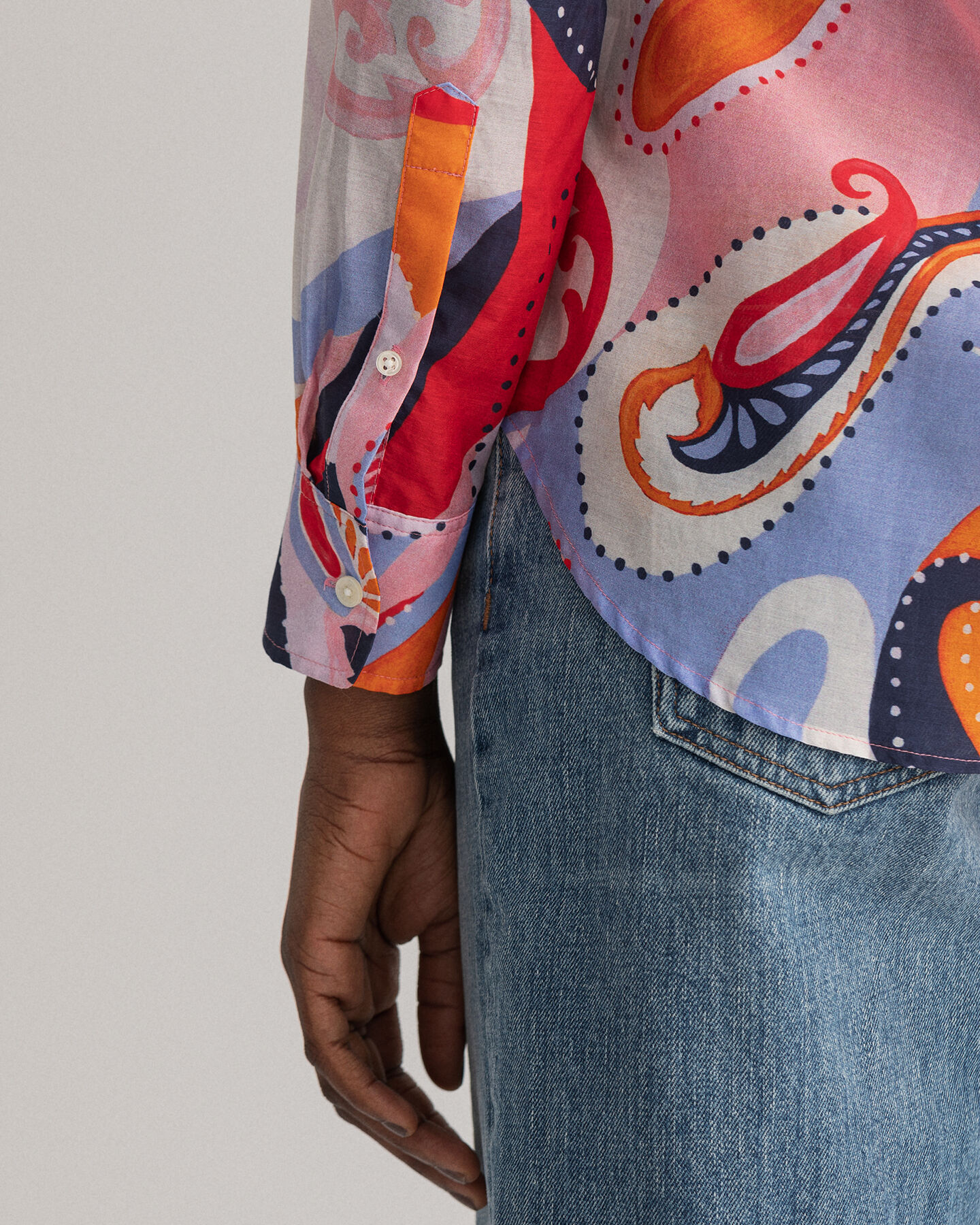 Chemise regular fit en coton et soie &agrave; motif cachemire