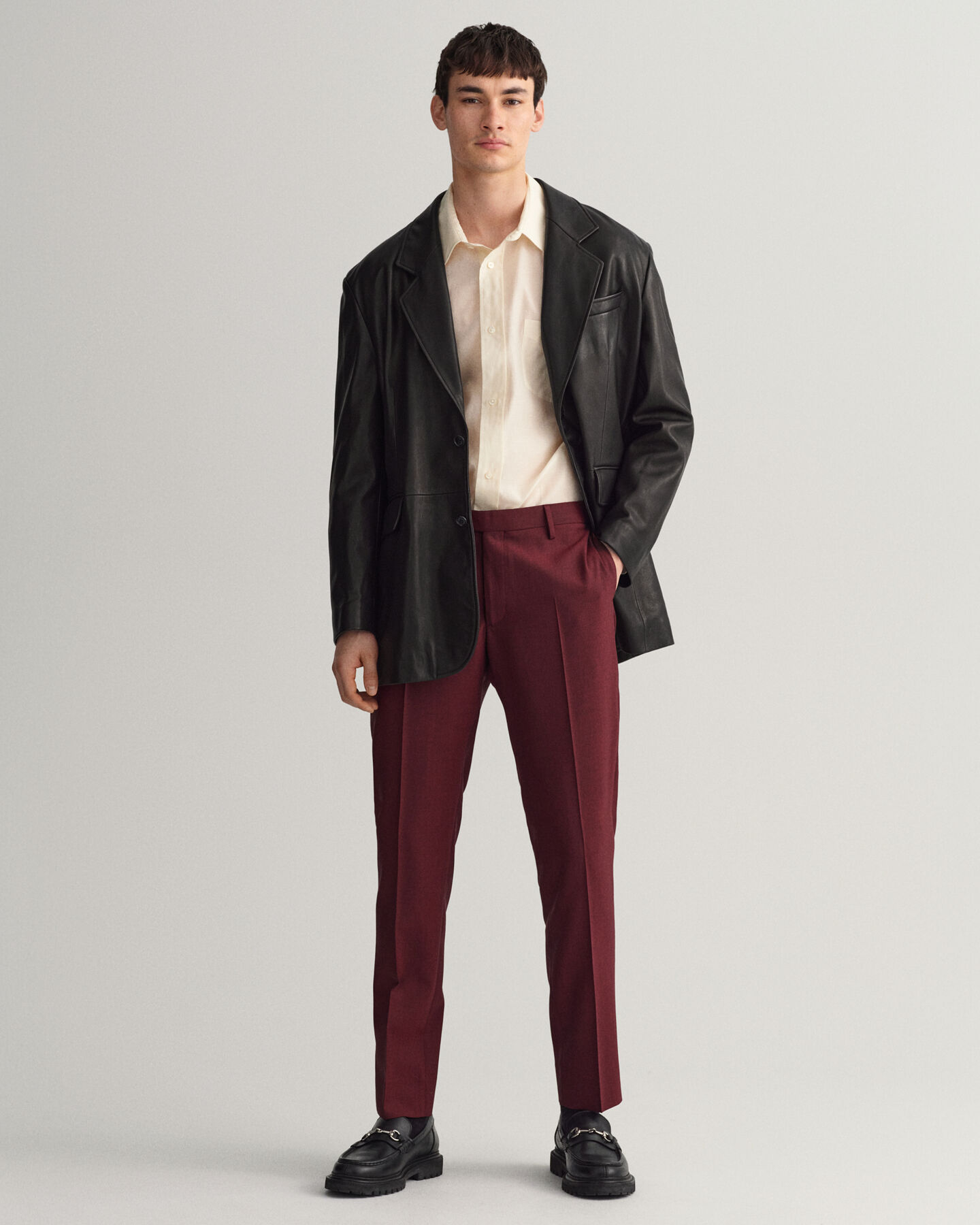 Veste blazer ultra-ample en cuir