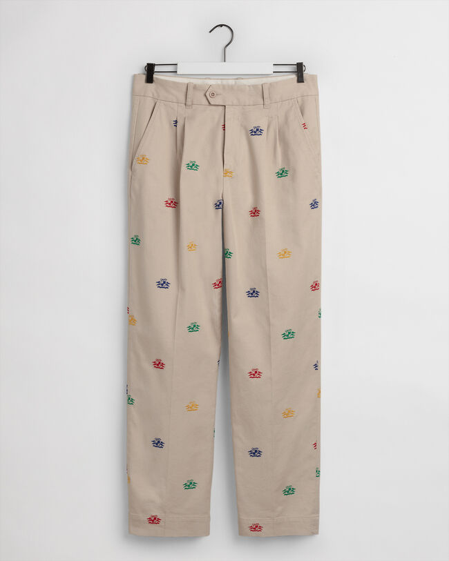 Pantalon chino brod&eacute; Crest