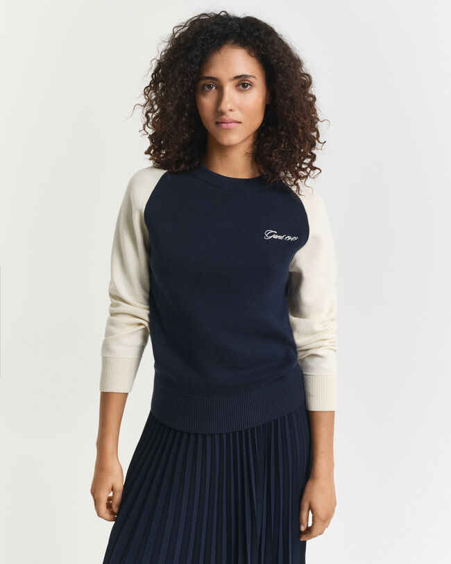 Pull col rond en colour-block