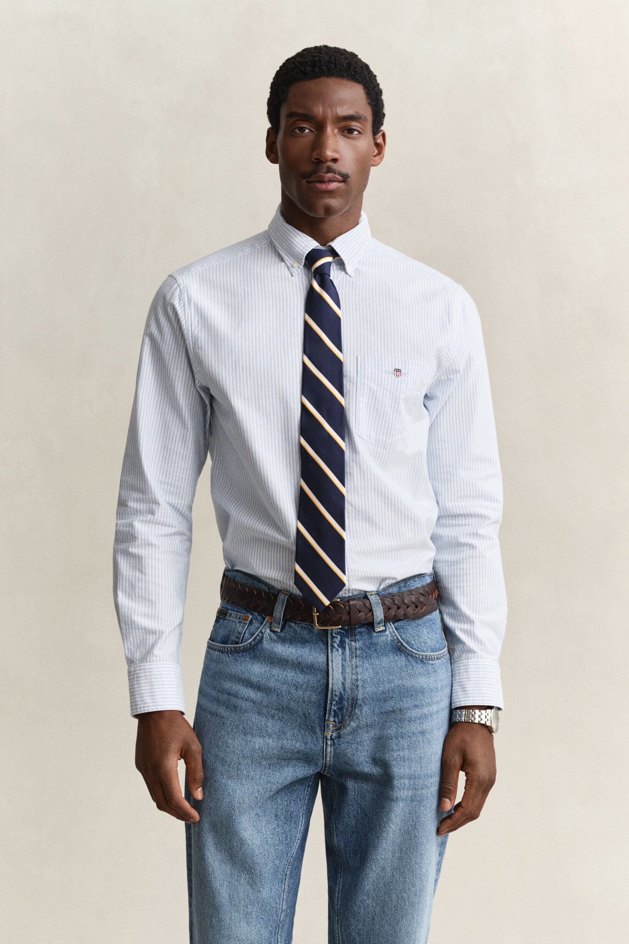 Chemise en coton Oxford regular classique à rayures