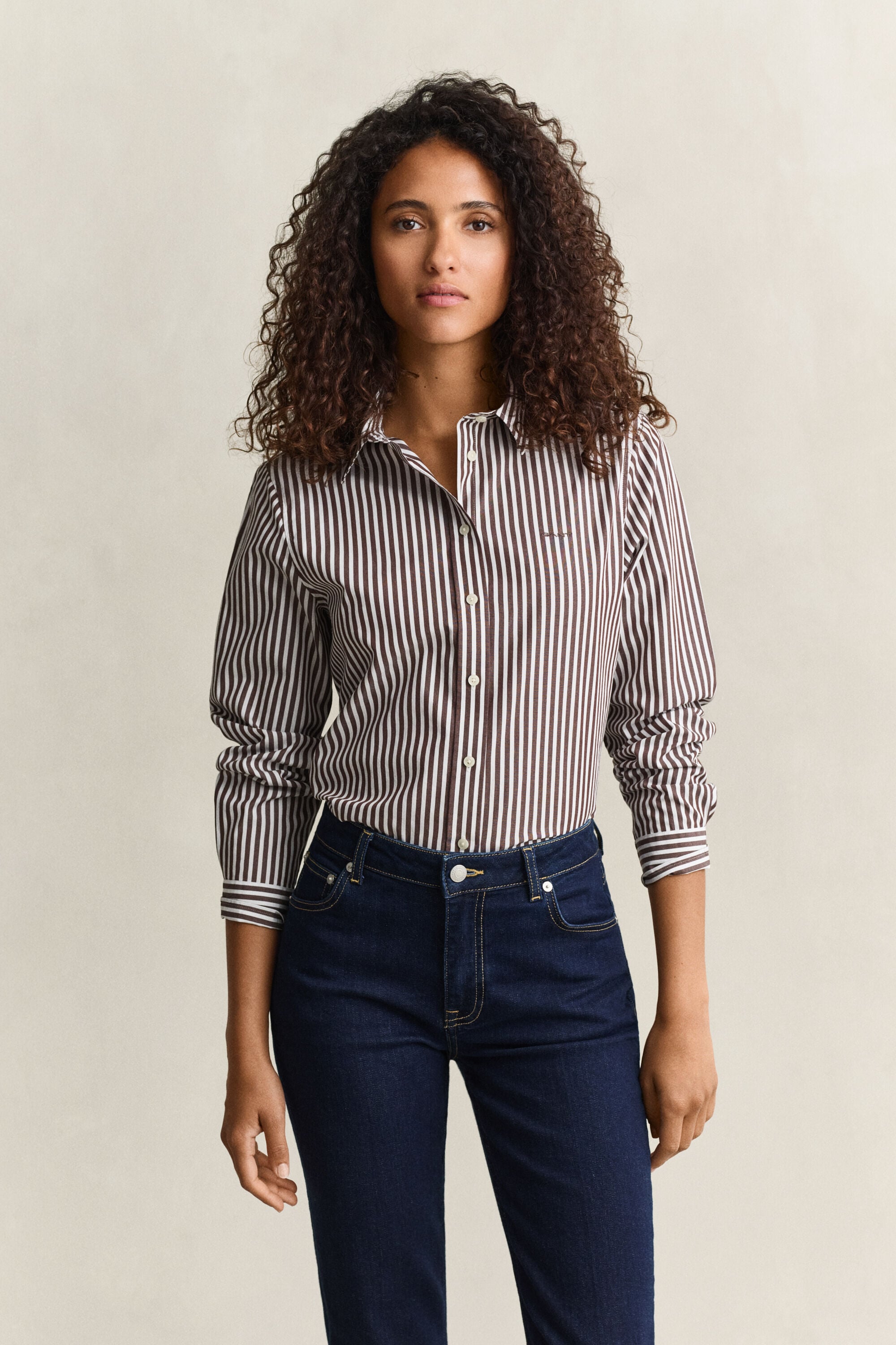 Classic Regular gestreept poplin hemd