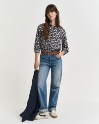 Regular Fit hemd met bloemenprint van katoenvoile